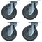 Bk Resources 5-inch Plate Casters, Gray Rubber Wheels, Top Lock Brake, 250lb Capacity, 4PK 5SBR-1PT-GR-PS4 - alternate 4